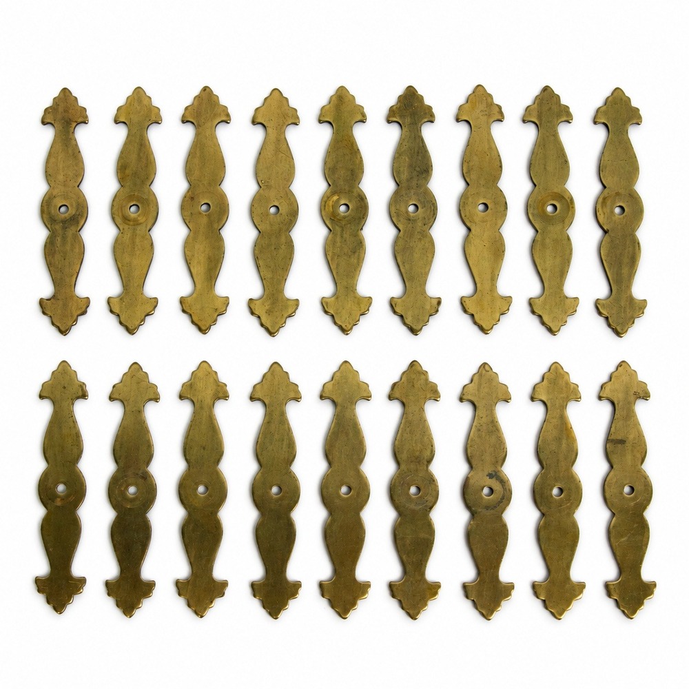 Vintage Brass Batwing Backplates Set of 18 Ornate Cabinet Drawer Pull Hardware